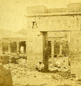 Portico of Priests Philae Isle Egypt Old Stereo Photo Francis Frith 1858