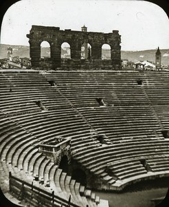 Arena Interior Verona Italy Old Glass Stereoview Ferrier 1855