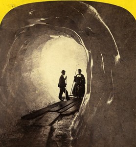 Grindelwald Ice Grotto Switzerland Old Stereoview Photo Braun 1865