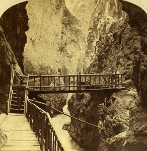 Gorges du Trient Martigny Switzerland Old Stereoview Photo England 1865