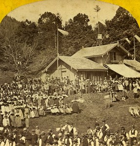 Unspunnenfest Schwingen Wrestlers Switzerland Stereo Photo 1865