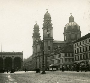 Munchen Theatinerkirche Germany Old Stereoview Photo 1900