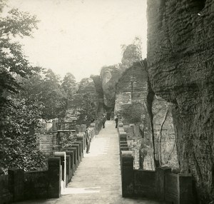 Bastei Saxon Switzerland National Park Germany Old Stereoview Photo 1900