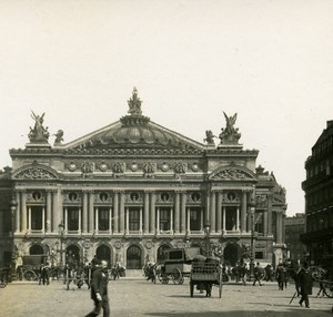 France Paris Opera Place Aniamted Old Stereoview Photo 1900
