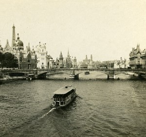 View taken by Alexander III Bridge Paris World Fair France Stereo Photo 1900