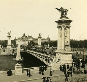 Alexander III Bridge Paris World Fair France Old Stereo Photo 1900