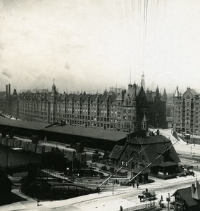 Germany Hamburg Railway Station Freihafen Old NPG Stereoview Photo 1900