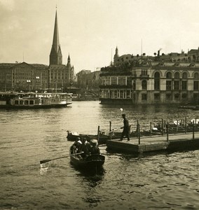 Germany Hamburg Alsterpavillon Old NPG Stereoview Photo 1900