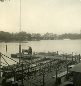 Germany Hamburg Lombards Bridge Warf Old NPG Stereoview Photo 1900