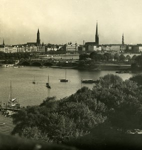 Germany Hamburg Lombardsbrucke Old NPG Stereoview Photo 1900