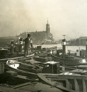 Germany Hamburg Baakenhöft Boats Old NPG Stereoview Photo 1900