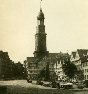 Germany Hamburg Market Place Sankt Michaelis Church Old Stereoview NPG 1900