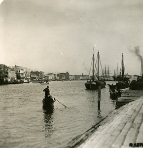 Italy Venice Canale Grande Palace Old Stereoview Photo NPG 1900