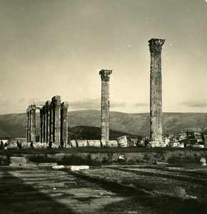 Greece Athens Temple of Olympian Zeus Old Stereoview Photo NPG 1900