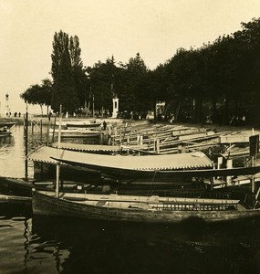 France Evian Harbour Boats Old Stereoview Photo NPG 1900