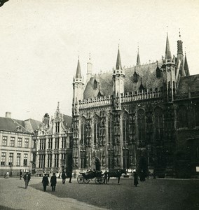 Belgium Bruges Place of Burg Old Stereoview Photo Possemiers 1900