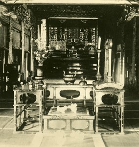 Japan Kyoto Temple Interior Old Stereoview Photo NPG 1900