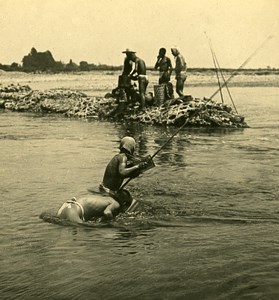 Japan Fishermen Scenery Old Stereoview Photo NPG 1900