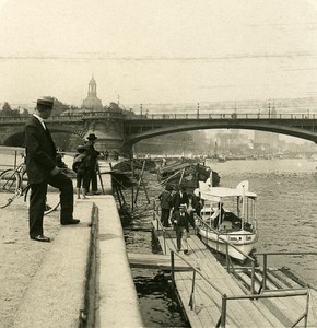 Germany Dresden Carolabrucke Bridge old Stereoview Photo NPG 1900