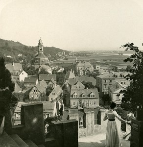 Germany Dresden Loschwitz Panorama old Stereoview Photo NPG 1900