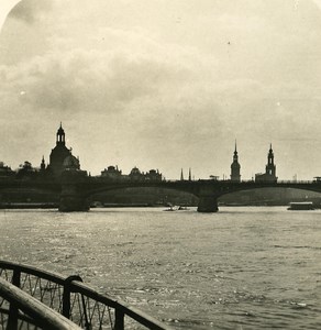 Germany Dresden Elbe Panorama old Stereoview Photo NPG 1900