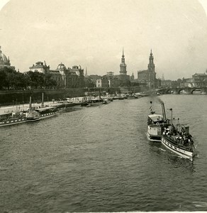 Germany Dresden Elbe Panorama old Stereoview Photo NPG 1900