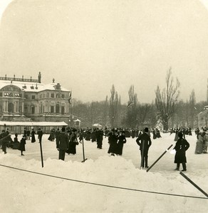 Germany Dresden Winter Skating Place old Stereoview Photo NPG 1900