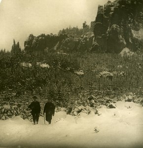 Germany Sächsische Schweiz Schrammsteingebiet old Stereoview Photo NPG 1900