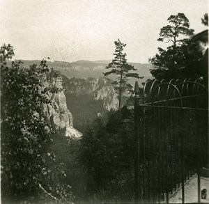 Germany Sächsische Schweiz Bastei Bridge old Stereoview Photo 1900