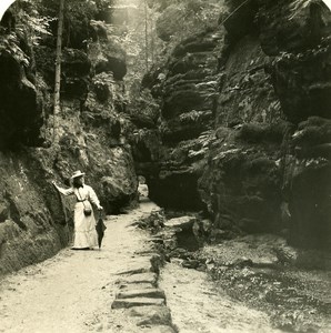 Germany Sächsische Schweiz Uttenwalder Grund old Stereoview Photo NPG 1900