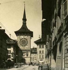 Switzerland Bern Clock Tower old Stereoview Photo NPG 1900