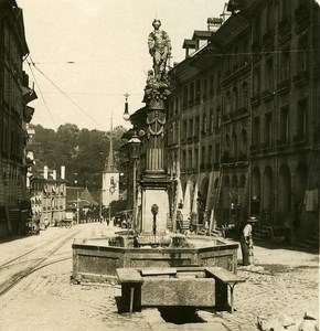 Switzerland Bern Fountain old Stereoview Photo NPG 1900