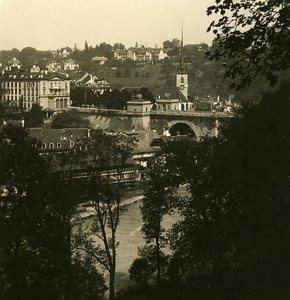 Switzerland Bern Nydeck Bridge old Stereoview Photo NPG 1900