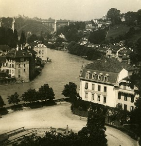 Switzerland Bern Panorama old Stereoview Photo NPG 1900