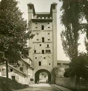 Switzerland Freiburg Door of Morat old Stereoview Photo NPG 1900