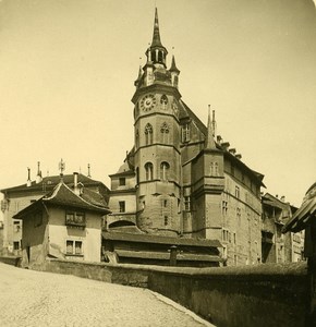 Switzerland Freiburg City Hall old Stereoview Photo NPG 1900