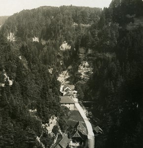 Switzerland Freiburg Valley of Gotteron old Stereoview Photo NPG 1900
