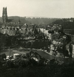 Switzerland Freiburg Panorama old Stereoview Photo NPG 1900