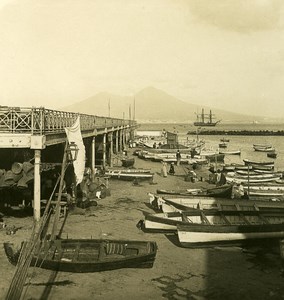 Italy Naples Strada Santa Lucia old Stereoview Photo NPG 1900