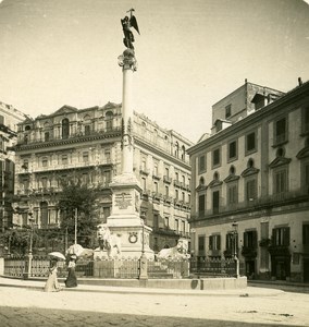 Italy Naples Martyrs Square old Stereoview Photo NPG 1900