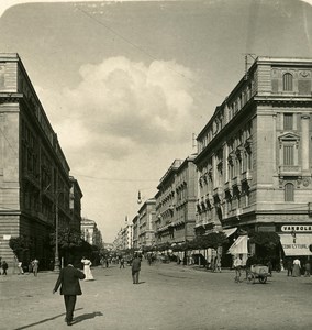 Italy Naples Corse Re Umberto old Stereoview Photo NPG 1900