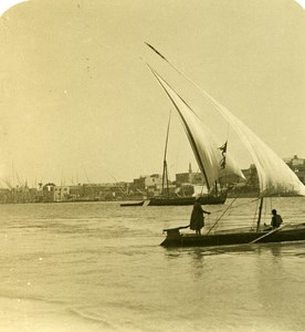 Egypt Cairo Felucca old Stereoview Photo NPG 1900