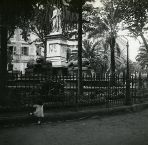 France Corsica Ajaccio Fountain of Four Lions old Stereoview Photo 1920