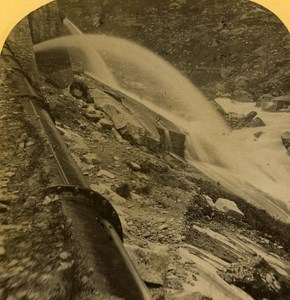 Switzerland Alps Göschenen Waterfall old Gabler Stereo Photo 1885