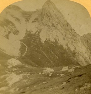 Switzerland Alps Esel & Pilatus Railway old Gabler Stereo Photo 1885