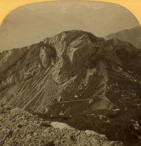 Switzerland Alps Panorama view of Pilatus old Gabler Stereo Photo 1885