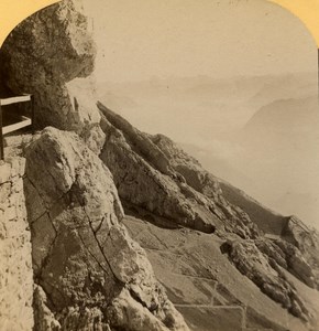 Switzerland Alps Pilatus Vierwaldstattersee old Gabler Stereo Photo 1885