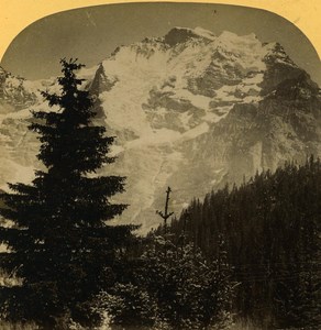 Switzerland Alps Jungfrau near Murren old Gabler Stereo Photo 1885