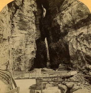 Switzerland Alps Grindelwald canyons Glacier old Gabler Stereo Photo 1885
