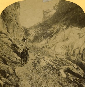 Switzerland Alps Grindelwald Lower Glacier Gletscher Gabler Stereo Photo 1885